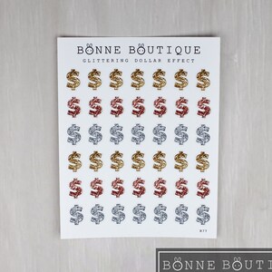 Autocollant signe dollar effet scintillant, chèque de paie, marqueur de chèque de paie, suivi des dépenses, B77
