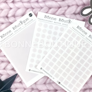 TRANSLUZENTE matte Punkte, Quadrate oder Streifen - BLÜTE - Hellrosa - Markiere es oder hebe es hervor! Vielseitige Aufkleber - 12 Farben erhältlich B126