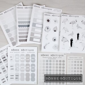 COLLECTION ALBÂTRE Flore et faune avec autocollants et onglets fonctionnels Belle palette de couleurs neutres minimales tons beiges gris Onglets déjoués