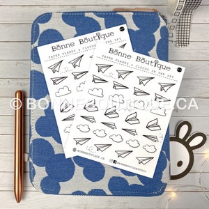 PAPER PLANES & Clouds in the Sky Stickers - Simple Minimal - Cute Paper planes in Flight and 2 kinds of Clouds for Notebooks Birthday- B176