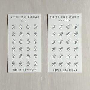 PETITE Icon Bubbles (vergrendelen of ontgrendelen) doorschijnend helder mat of ondoorzichtig premium mat permanente stickers B41/B211PROD