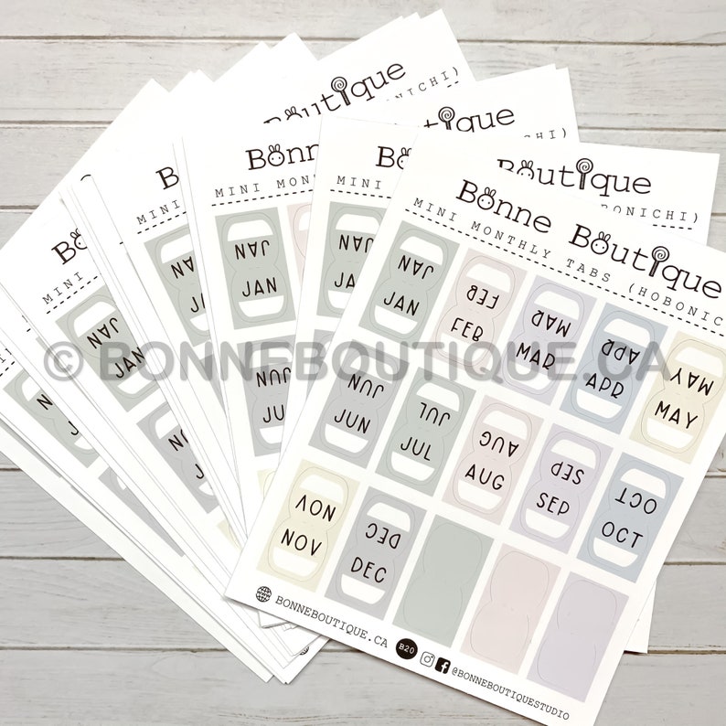 Mini Monthly Tabs Stickers Muted Pastel Color Palette Perforated for Easy & Guided Folding for Planner Notebook Journal ReFormated B20 image 4