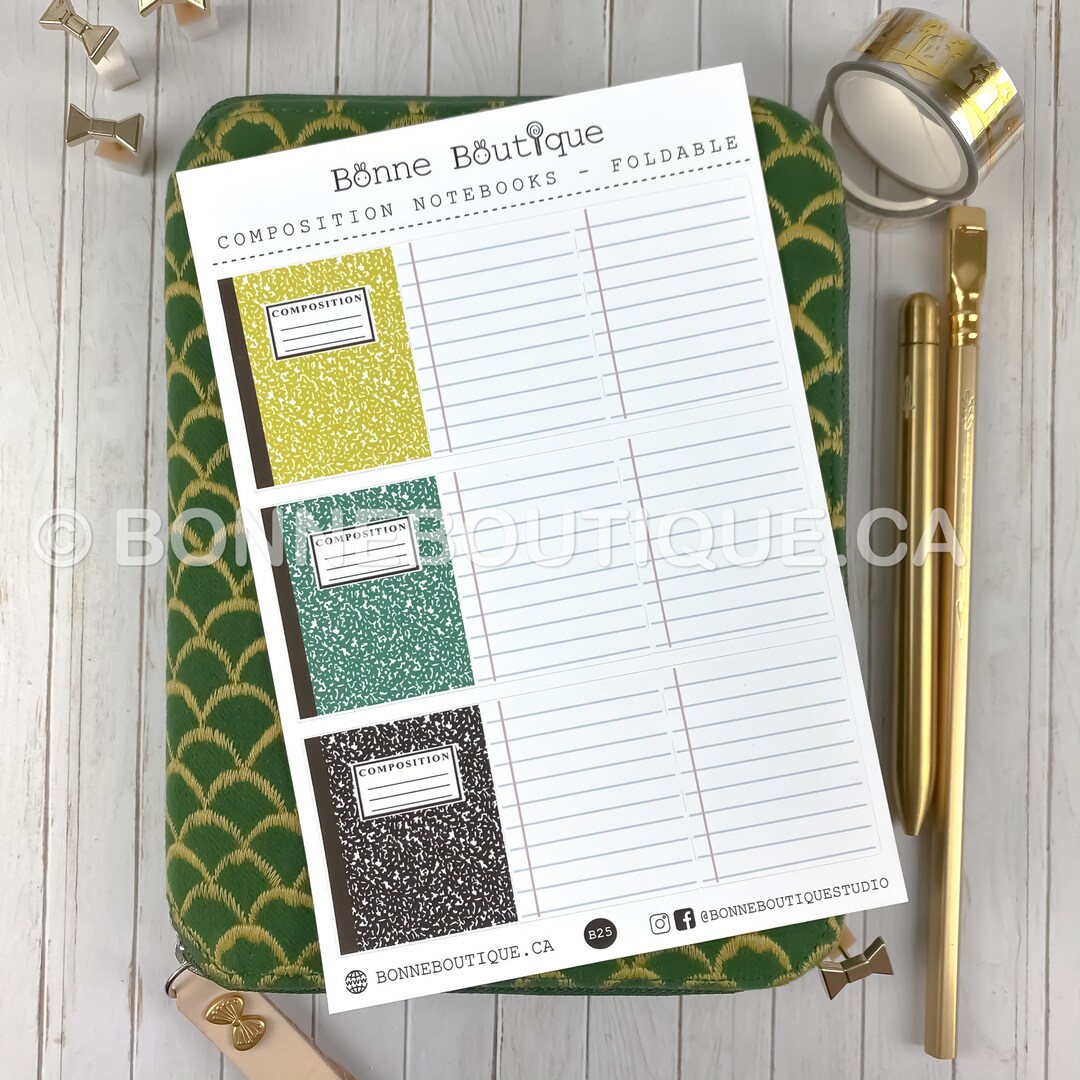 Composition Notebook Sticker Foldable Guided Folds lined Pages B25 Etsy