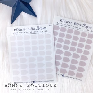 FLÈCHES 2 TAILLES (translucide ou opaque) 6 couleurs neutres 10,5 mm/0,41" Sticker transparent givré ou mat premium B207