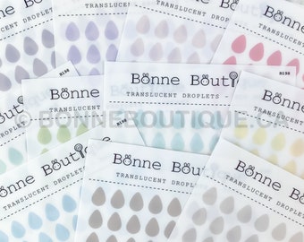 TRANSLUCENT DROPLETS 12 Beautiful Colors Available - Clear Frost Stickers -  Bullet, Point, Highlight, Mark and many more uses B198