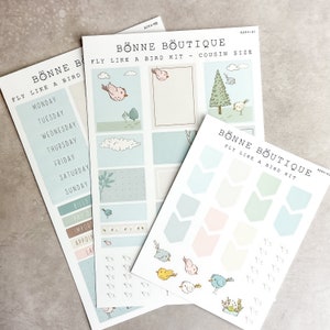 Fly like a Bird Mini Kit for Hobonichi Cousin Techo Planners Minimal Whimsical Neutral planner stickers B284-A