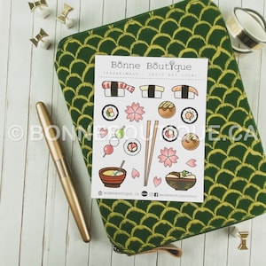 ITADAKIMASU - Let's Eat Sushi! Stickers Ebi Tamago Sake Salmon Sashimi Ramen Rolls Cherry Blossom  Planner Calendar Notebook Journal B104