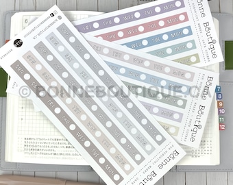 Weeks Kit Week Cover Strip CHOOSE between: Neutral, Pastels and Mid-tone Brights or all 3 Functional Week Cover stickers for Hobonichi B129
