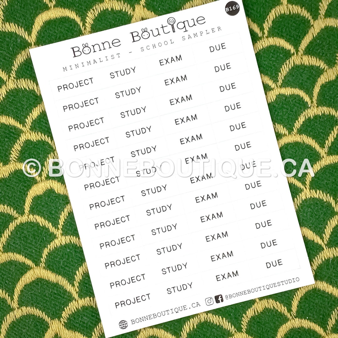 Coursework Stickers MINIMALIST - School Course Stickers - Simple No Fuss Reminder Tracker ...