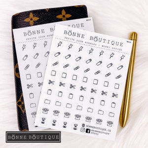 PRODUCTIVITEITSMONSTER Petite Icon Bubbels voor werk/kantoor Sampler Paperclip Punaise Schaar Klembord Bestandsmap USB Telefoon Zandloper B210