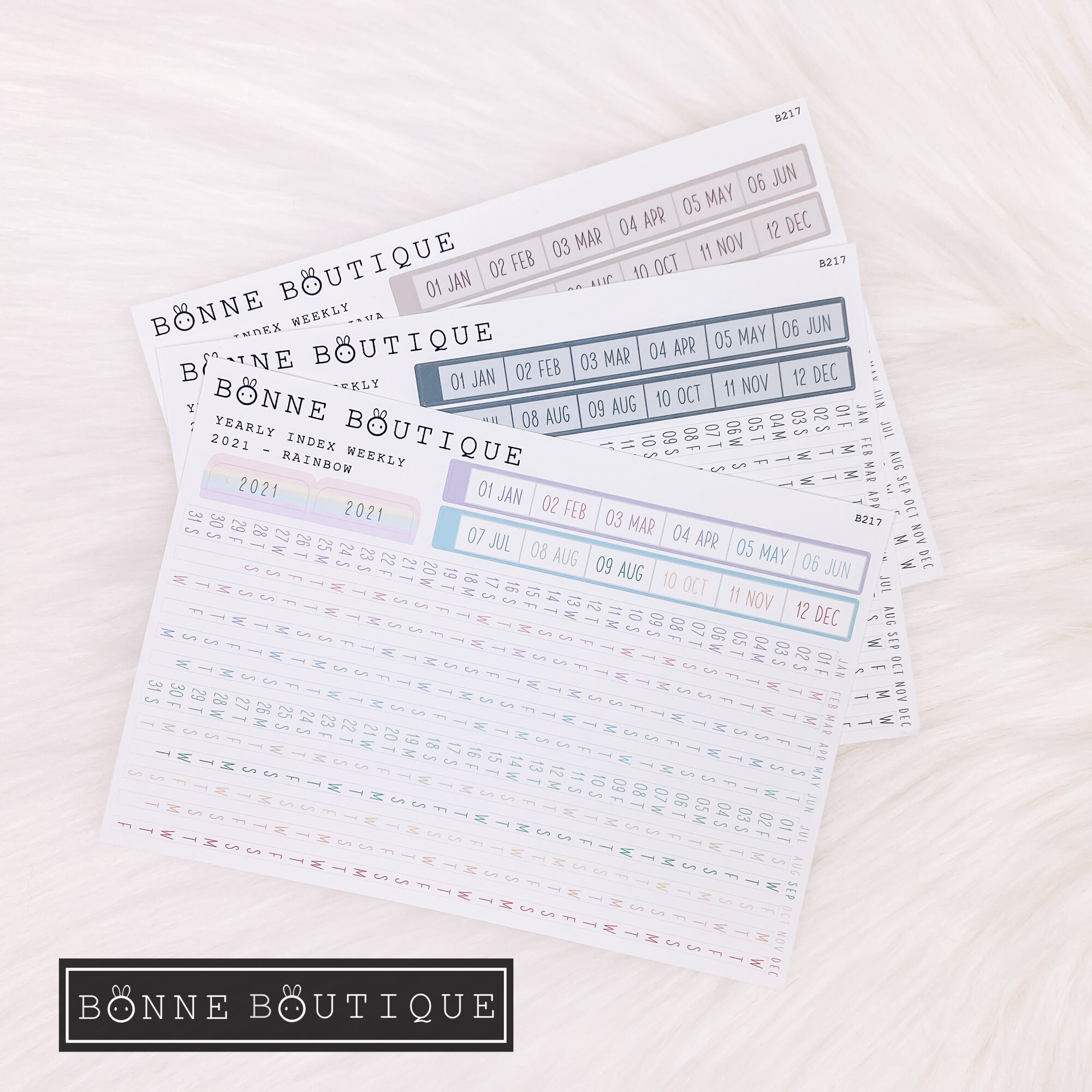 YEARLY INDEX for Hobonichi WEEKS - 3 Color Themes - Months & Vertical…