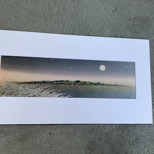 Moon over bay houses Great Christmas gift 32&quot;/ 13.5&quot;Light House beach grass Kismet fire Island