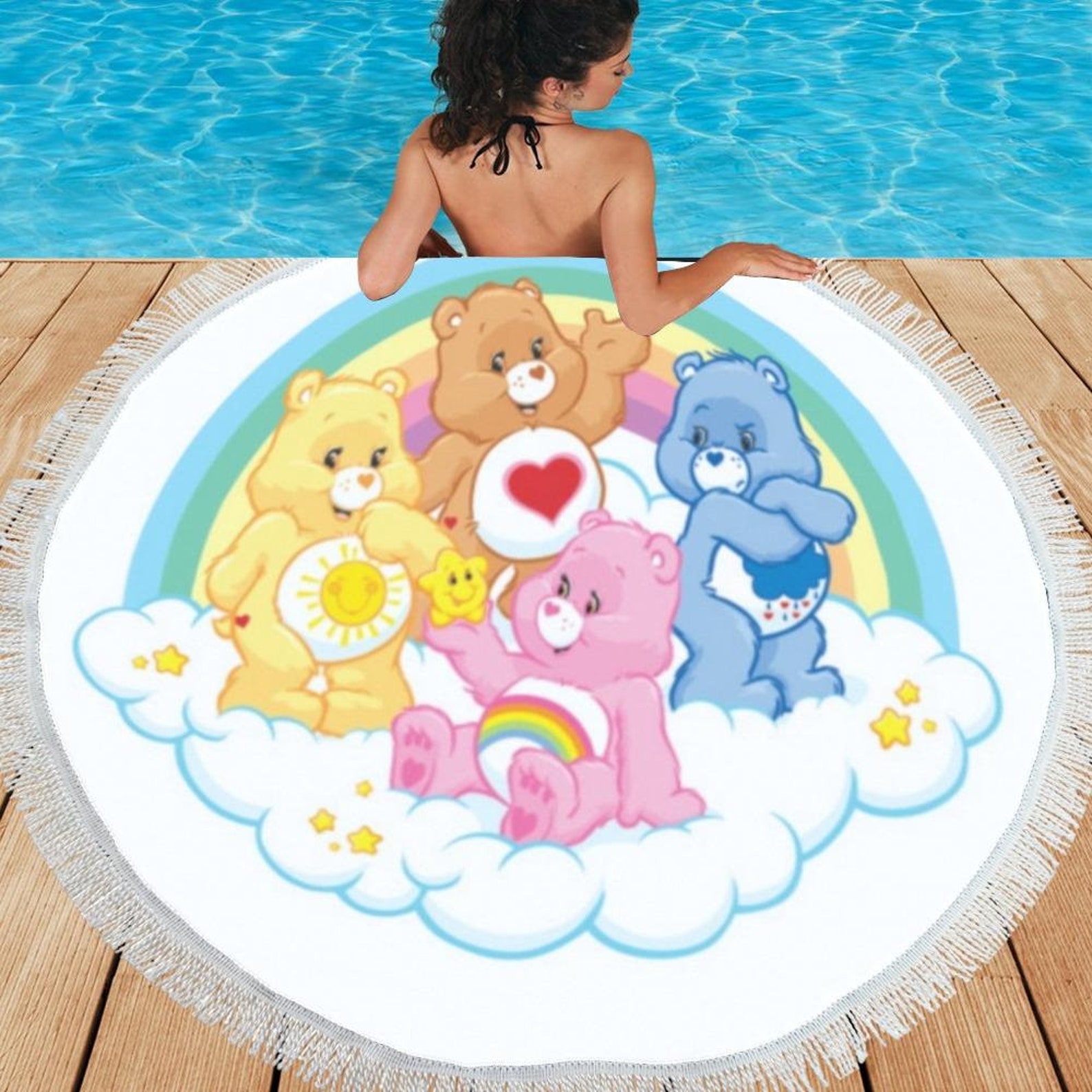 Care Bear Round Beach Towel Circular Beach Shawl 59x Etsy