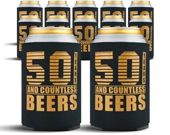 custom 50th birthday koozies