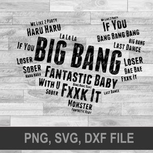 Big Bang Kpop SVG, kpop svg, big bang band svg, gdragon, seungri, gdragon svg, taeyang, daesung, top, Big Bang tshirt diy digital download