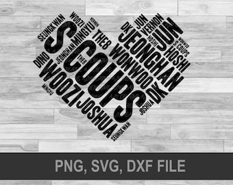 Seventeen Heart SVG, seventeen svg, kpop svg, svt svg, svt, s coups svg, s coups, wonwoo, mingyu, woozi, jeonghan, dk, joshua, hoshi.
