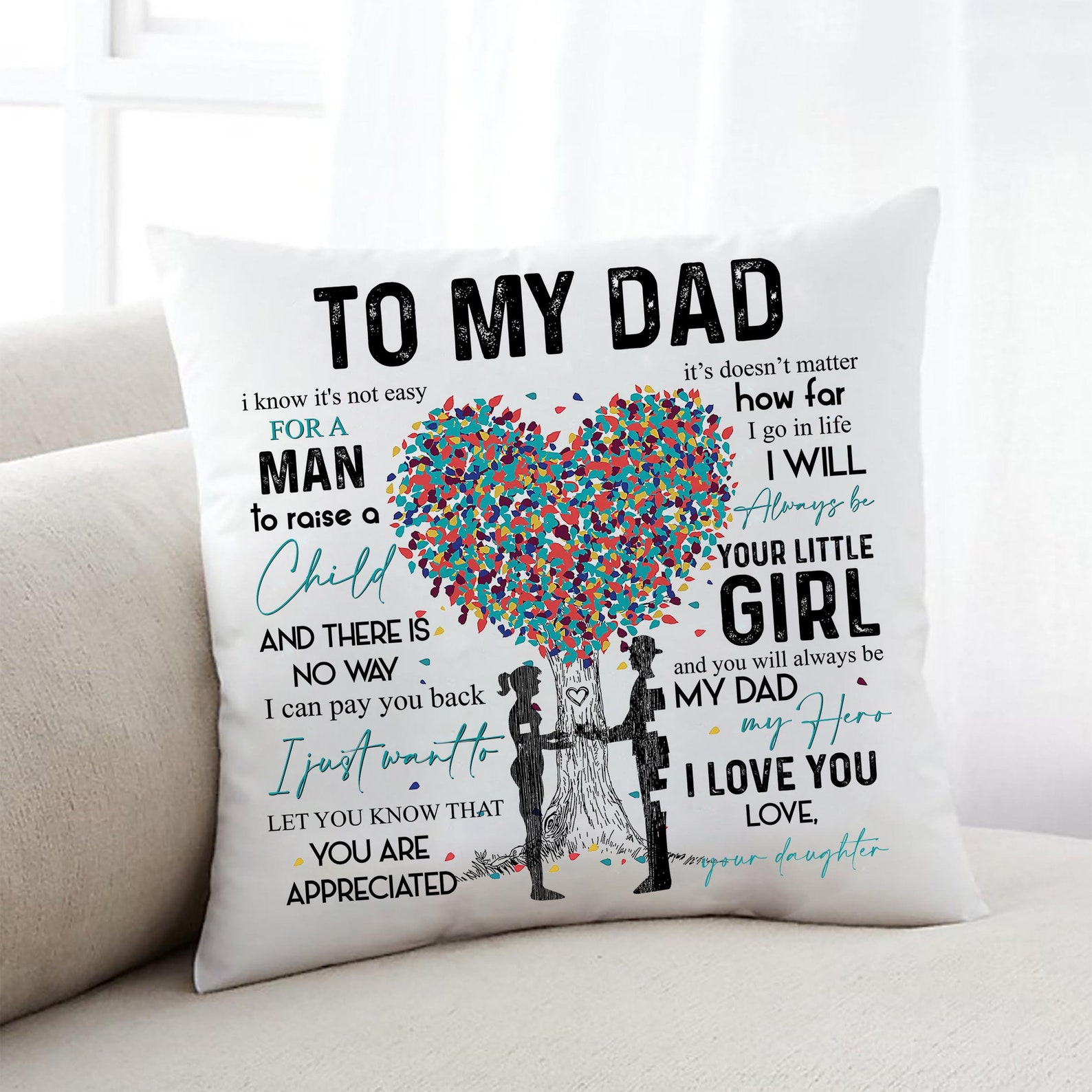 Father's Day Pillow To My Dad Pillow Personalised Dad Etsy