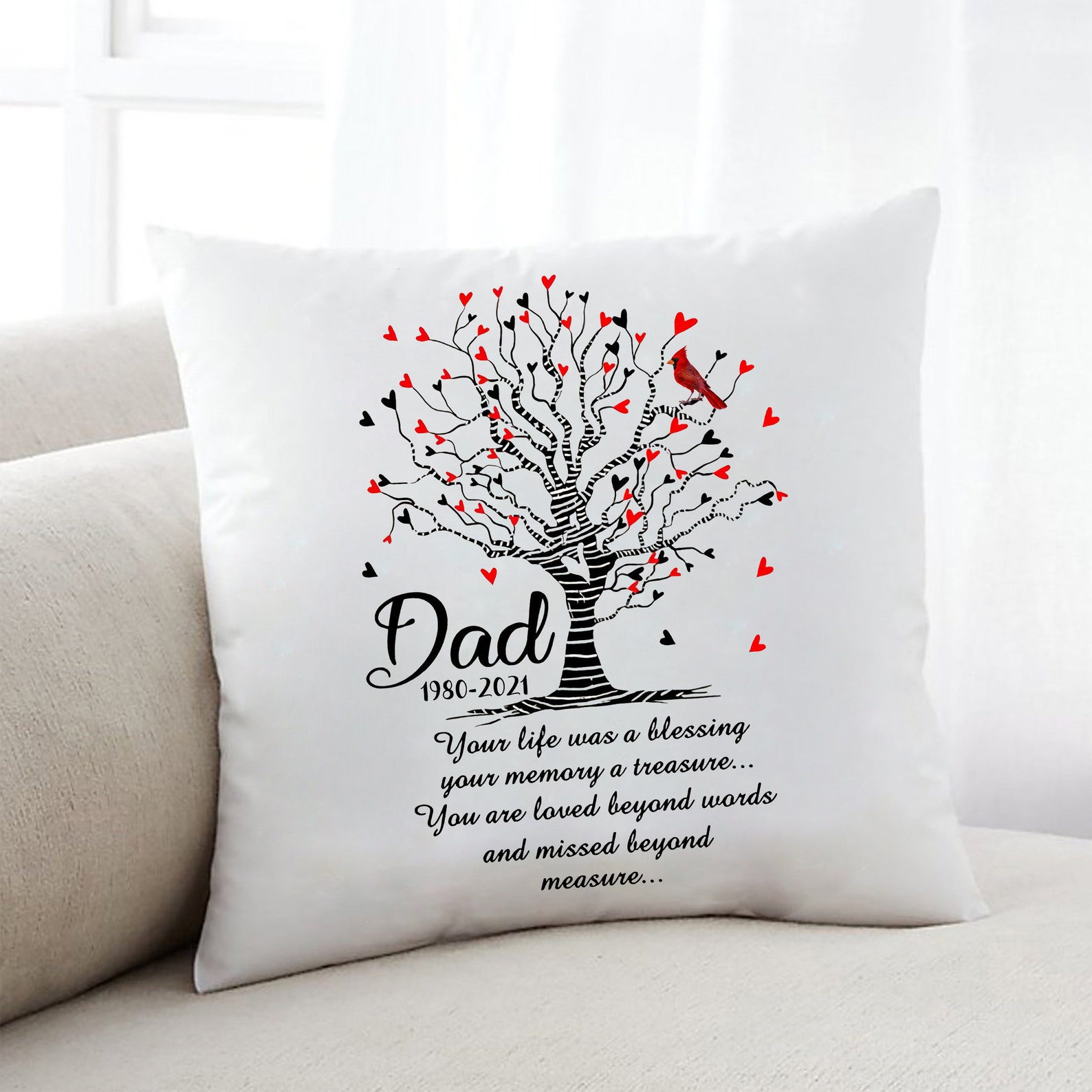Dad pillow personalized your life was a blessing pillow Loss Etsy