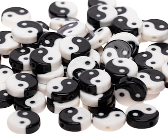 Yin Yang Plastic Beads | Good For Jewellery, Kandi Bracelet | 10+ Pack | Canadian Beads From Canada