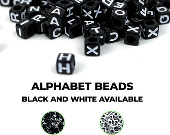 Black or White Alphabet Cube Beads: DIY Craft Supplies (300-900/Beads)