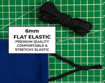 1/4 inch (6mm) Elastic, White Or Black Elastic Cord & String For Craft, Mask And Sewing Elastic, Flat Elastic band, 20-200 Meters