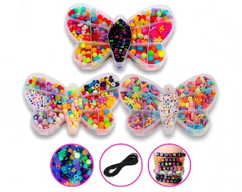 DIY Plastic Pony Bead Kit, Assorted Styles, Glow & UV Reactive (3 Pack)