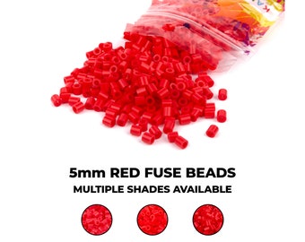 Red Fuse Beads – 5mm Melty Perler Beads, DIY Craft Supplies
