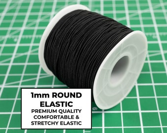 White or Black Elastic Cord & String for Masks, Round Elasticity, Good for Sewing, Crafts, Beading, Bracelet Thread, 1mm Band, 100-300 Yards