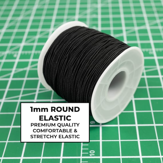 1mm Black or White Elastic Cord, Sewing, Crafts, Beading (100-300 Yards)
