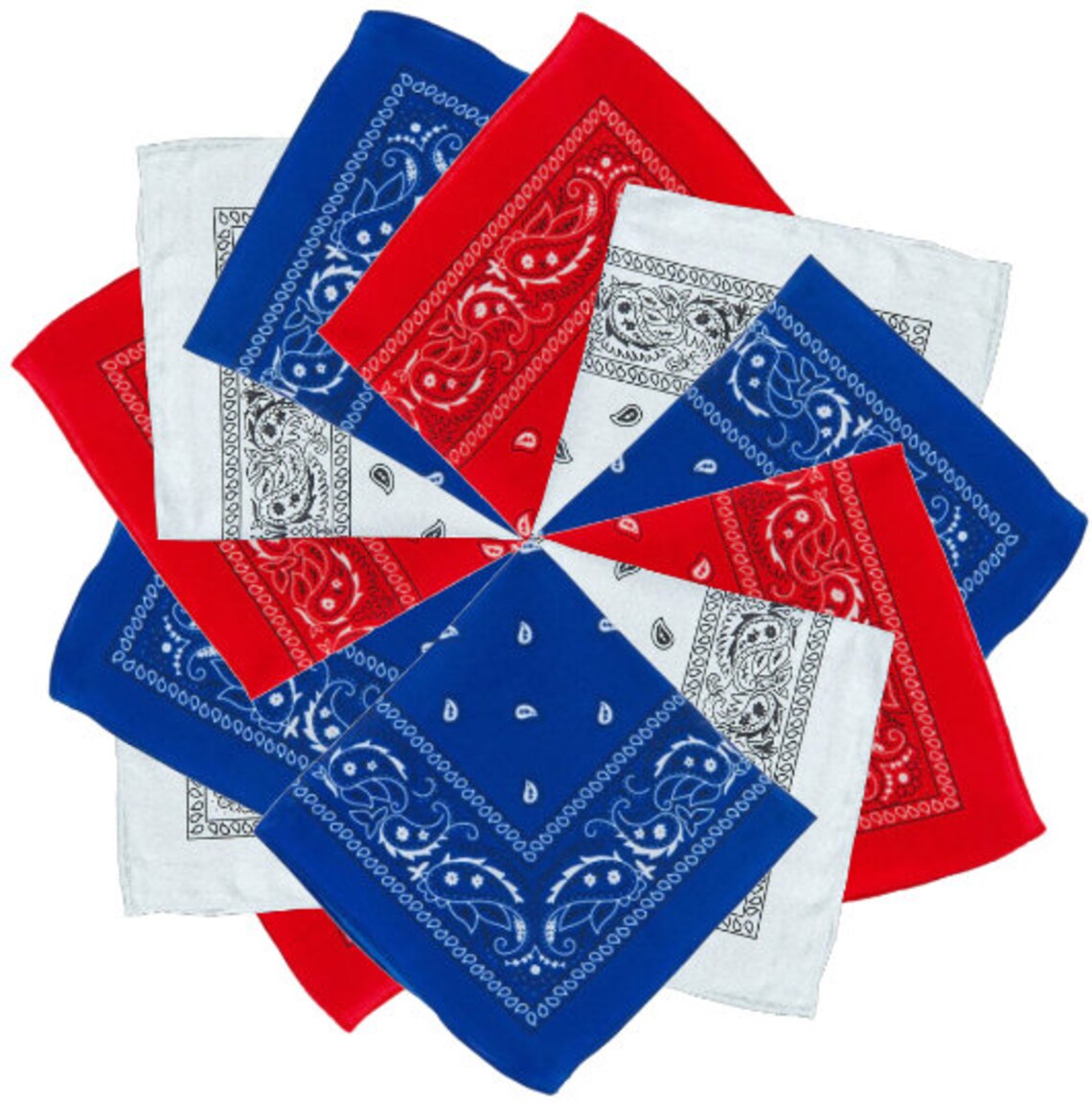 12 Pack Paisley Bandana Red White and Blue Good for DIY Etsy