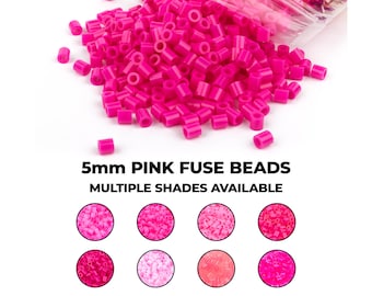 Op de afbeelding: Een zak met 5 mm roze smeltparels. Er zijn meerdere tinten roze smeltparels verkrijgbaar, waaronder lichtroze, roze en koraal.
