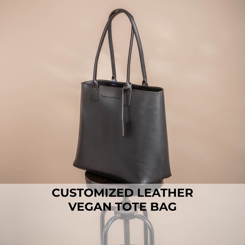 Vegan Leather Laptop Bag Personalized Tote Bag for Women Etsy