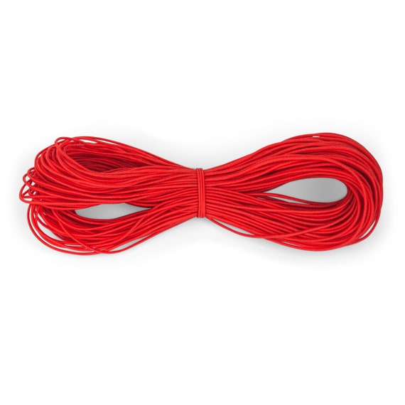 Red Elastic Cord 1mm – Stretchy Polyester Band, Crafts & Masks (20-200 Yards)