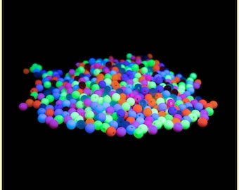 Multicolor UV Fluorescent Beads Round Pony Beads - 3 Size Options | 150-450/Beads