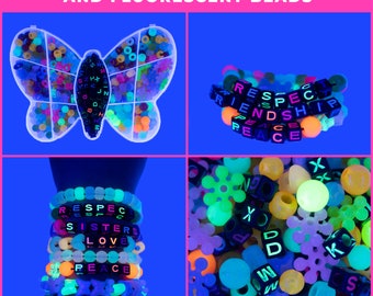 Great Gift Idea DIY UV Reactive and Glow-In-The-Dark Bracelet Bead Kit (400/box) for Beading, Bracelet, Necklace & Jewellery