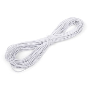1mm Polyester Elastic Cord – Stretchy String for Masks, Crafts, Beading White