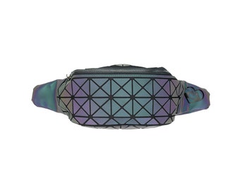 FannyPack Luminous - Holographic Reflective - Chameleon Effect - Irredescent Rainbow - 2 Pouches - Adjustable Belt - Best Gift Ideas