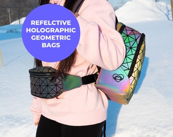 Mochila o FannyPack Luminoso - Reflejo Holográfico - Efecto Camaleón - Arco Iris Irredescente - 2 Opciones - Ideas de Regalo