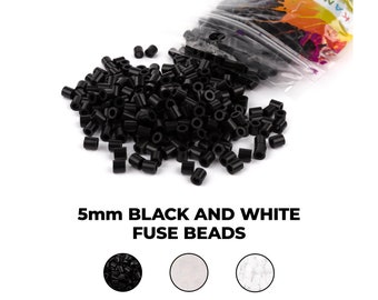 Black, White or Clear Fuse Beads – 5mm Melty Perler Beads, DIY Craft Supplies