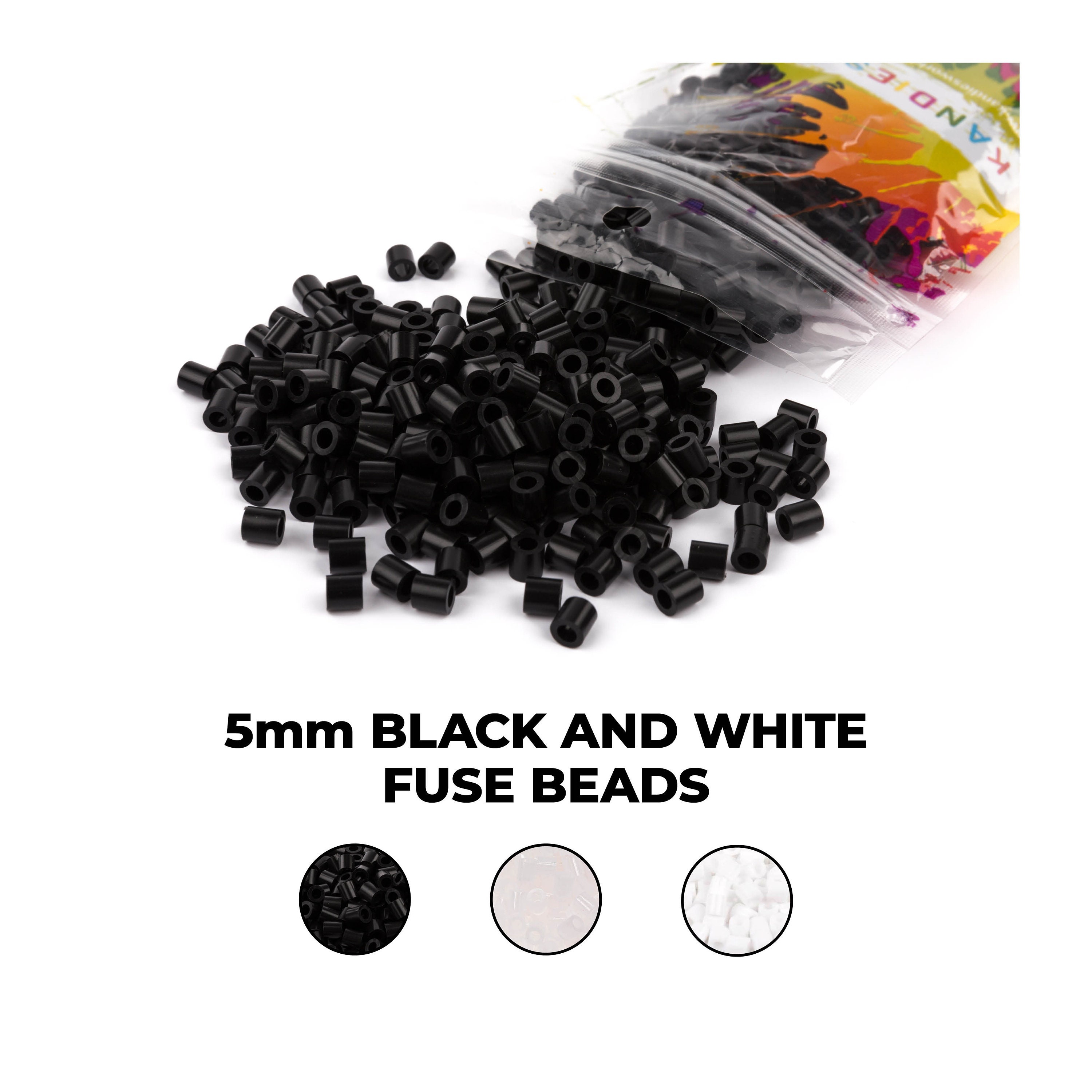 Black, White or Clear Fuse Beads for Perlers 3 Options perler Brand  Compatible Melty Beads 5mm 1000, 3000 or 6000 Beads 