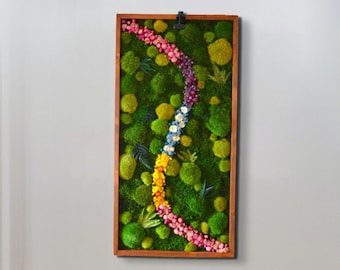 Fast Order!: Summer Premium, With Led Light. Moss Wall. Moss Bild. Moss art led Modern wall art. Moss frame. Chartreuse green Moss Wall.