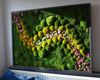 Modern wall art.Wall Art.Nature Room Decor. Real Moss. Moss frame. Chartreuse green Moss Wall .Botanical Art.