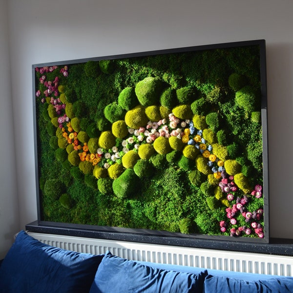 Modern wall art.Wall Art.Nature Room Decor. Real Moss. Moss frame. Chartreuse green Moss Wall .Botanical Art.