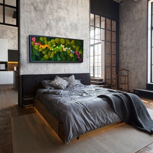 Luxury Moss Art, Led Design, Wall Art, Preserved Moss, Lighted Moss Wall, Beautiful Preserved Moss Artwork&#39;s with LED Lights, Live Moss LED