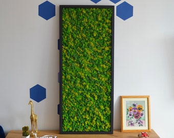 Kunst aan de muur. Natuur kamer decor. Moderne kunst aan de muur Echt mos. Mos frame. Chartreuse groene Moss Wall. Botanische kunst.