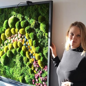 Bloemenkunst - Wandkunst Geconserveerd mos Verlichte mosmuur Prachtige geconserveerde moskunstwerken met LED-verlichting Levende mos LED