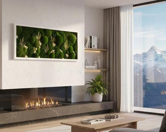 Christmas gift Moss wall art, wall art, Wall Art.Nature Room Decor. Modern wall art Real Moss. Moss frame. Chartreuse green Moss Wall.