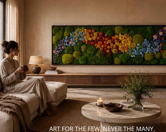 Spectaculaire regenboogmoskunst LED-wanddecoratie | Kunstwerk van geconserveerd mos | Kleurrijke botanische decoratie | Lijst van echt mos met verlichting |