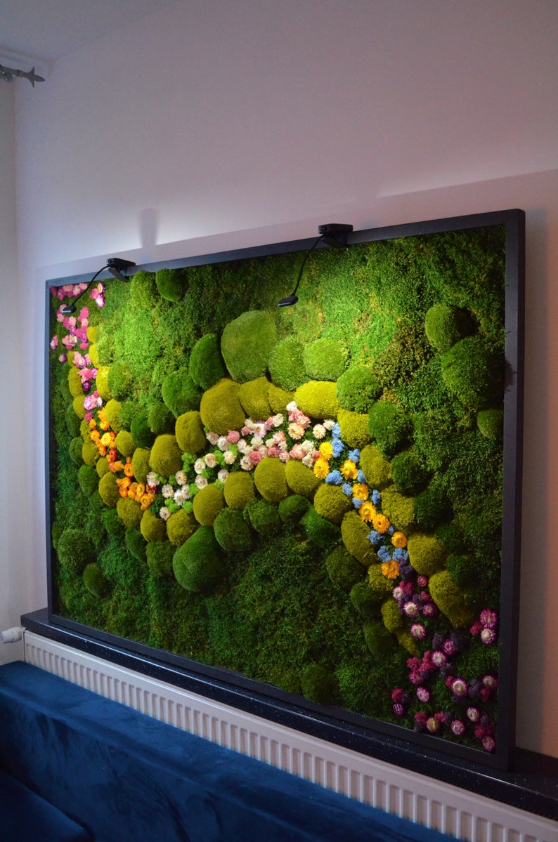 Wall Art.Nature Room Decor. Modern wall art Real Moss. Moss frame. Chartreuse green Moss Wall .Botanical Art. image 3