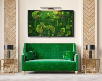 TERRA X MOSS ART + led lamp - Preserved Moss art, , Maintenance-free plant decoration, Moss wall decoration